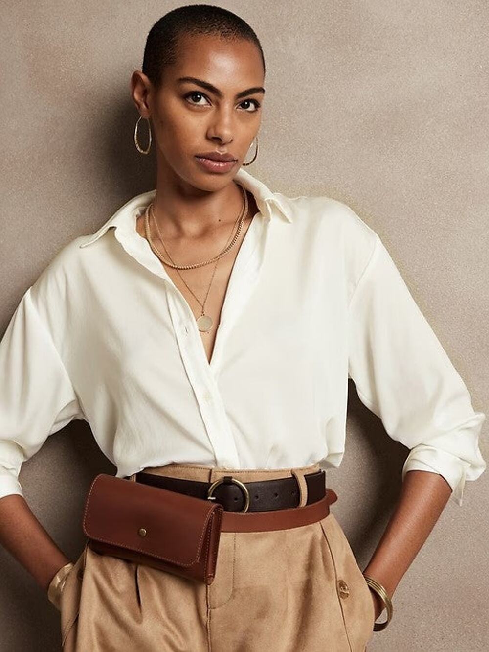 Banana Republic Silky Oversized Shirt - XS